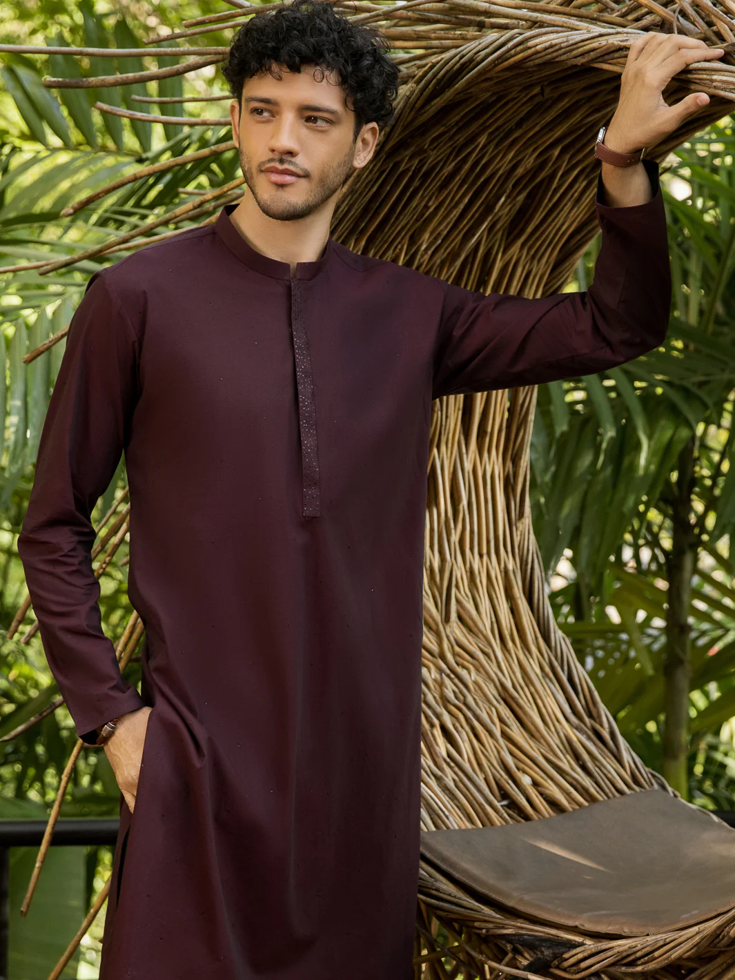 Maroon Blended Kurta - AL-K-984 - Image 3