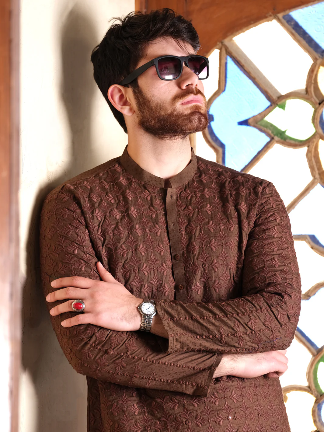Brown Blended Formal Kurta - AL-K-SP-028 - Image 2