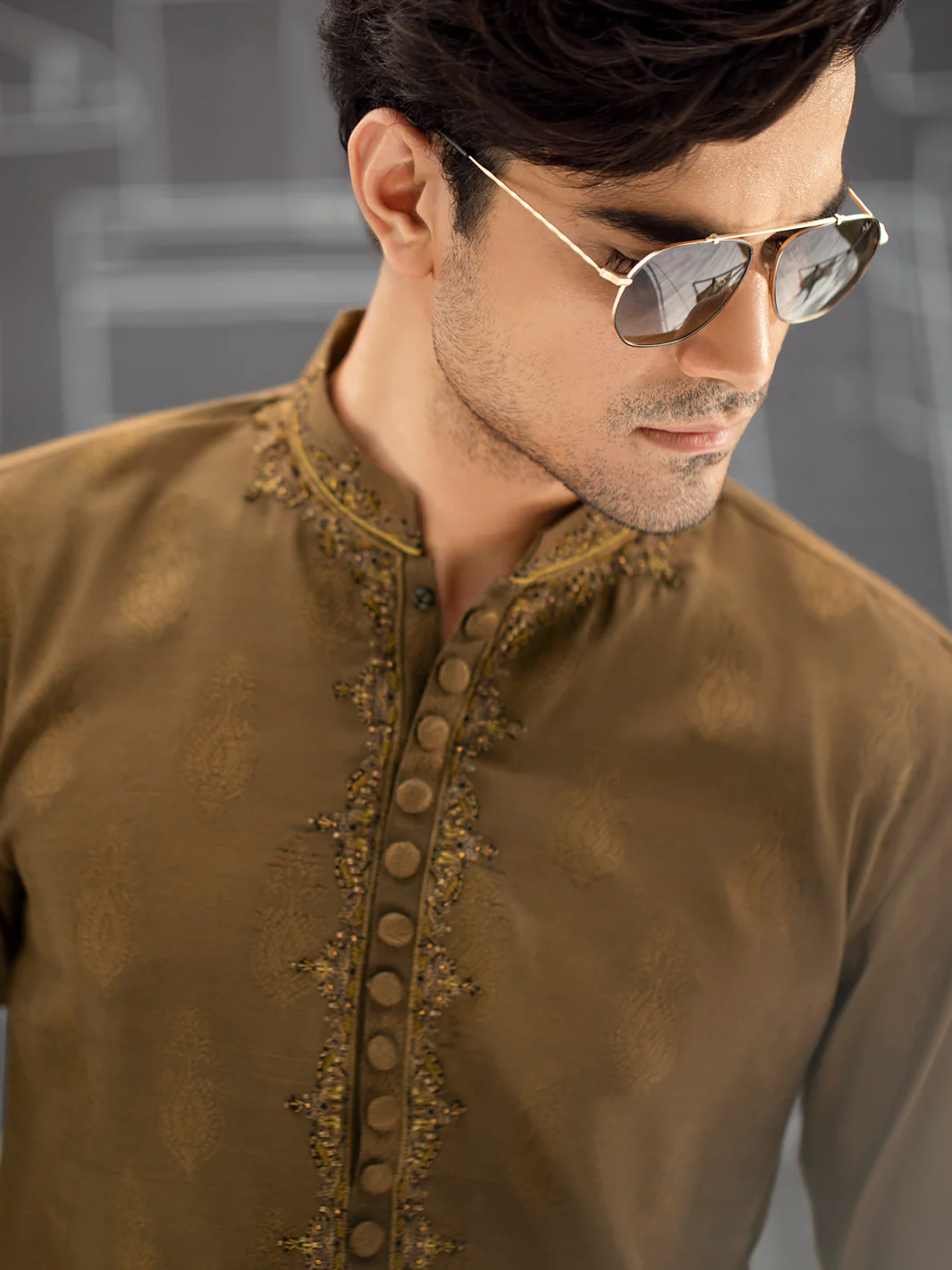 Green Formal Kurta - AL-K-SP-033 - Image 4