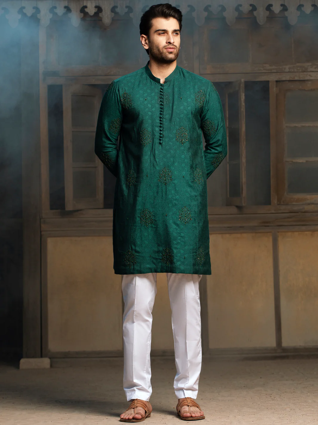 Emerald Green Formal Kurta - AL-K-SP-043