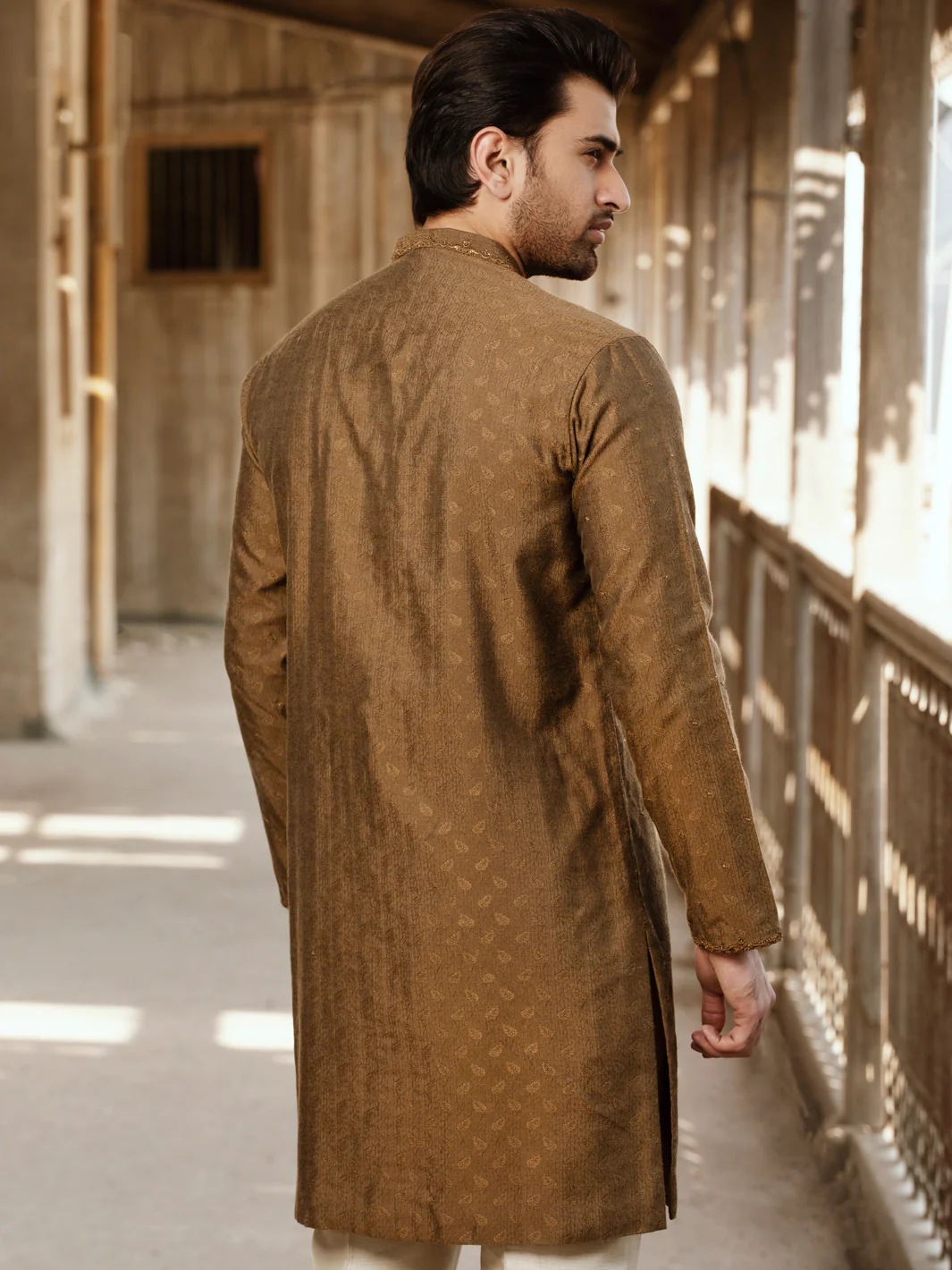 Green Formal Kurta - AL-K-SP-044 - Image 3