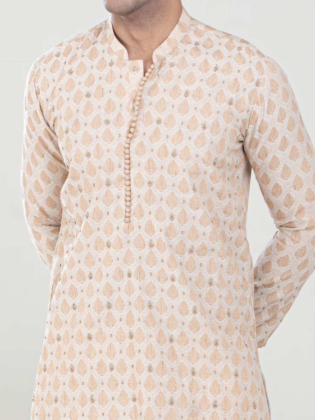 Beige Blended Formal Kurta - AL-K-SP-051 - Image 4