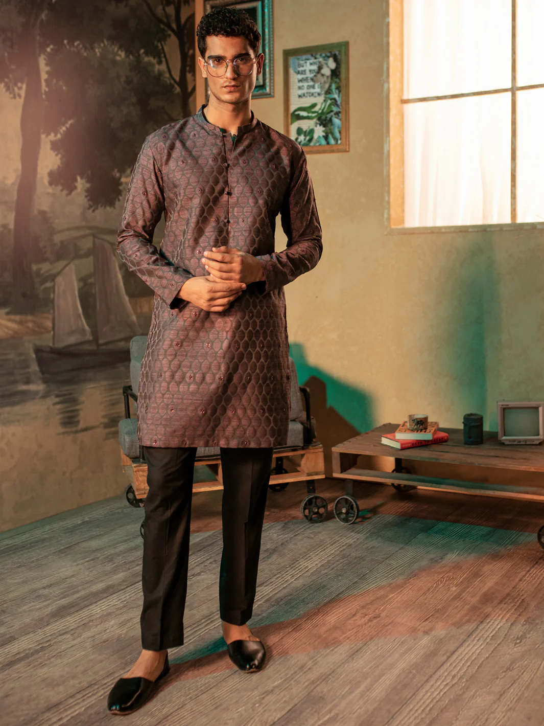 Maroon Kurta - AL-K-SP-055 - Image 4