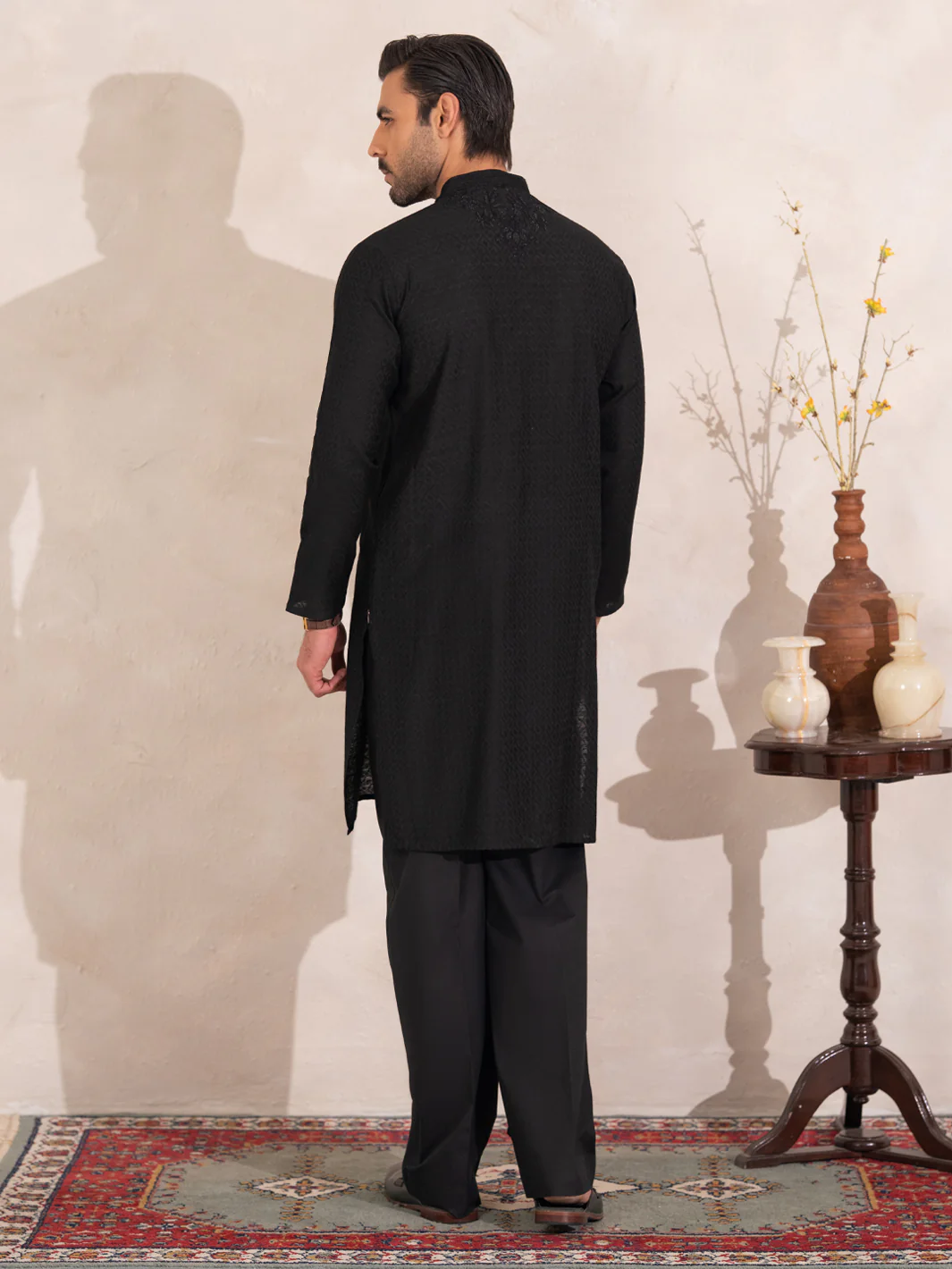 Black Formal Embroidered Kurta - AL-K-SP-067 - Image 3
