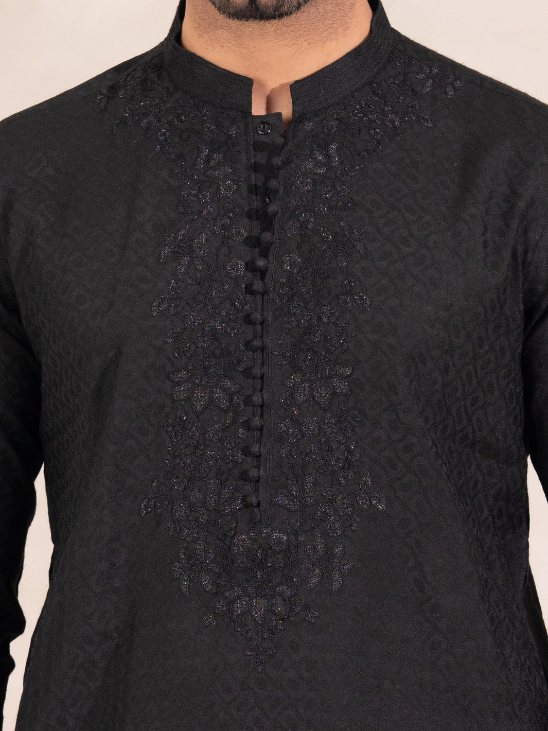 Black Formal Embroidered Kurta - AL-K-SP-067 - Image 4