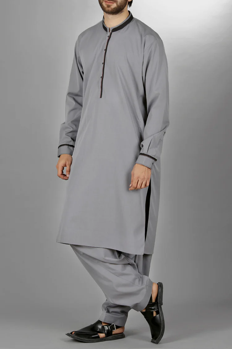 Grey Kameez Shalwar - AL-KS-2096 - Image 3