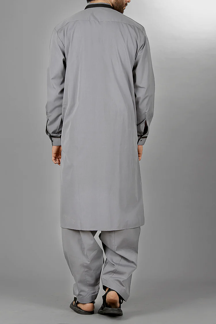 Grey Kameez Shalwar - AL-KS-2096 - Image 4
