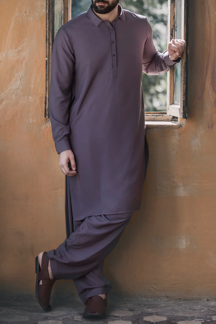 Grey Blended Kameez Shalwar - AL-KS-2243