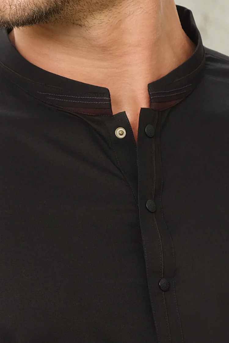 Black Blended Kameez Shalwar - AL-KS-2435 - Image 4