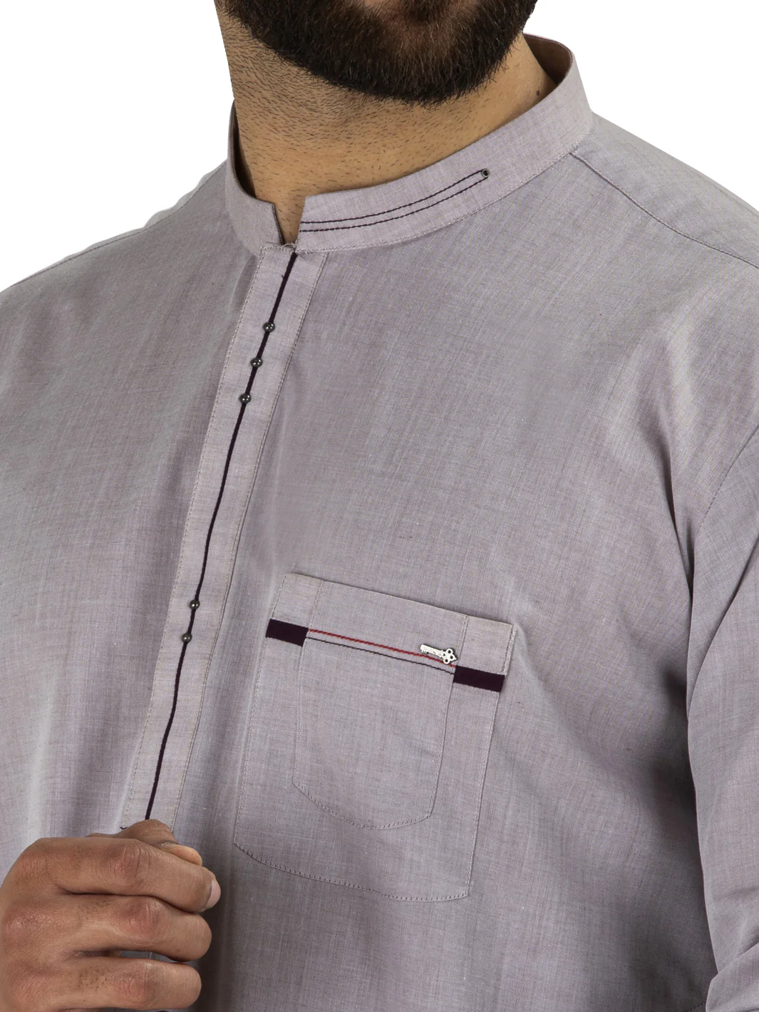 Grey Blended Kurta Pajama - AL-KS-2473 - Image 2