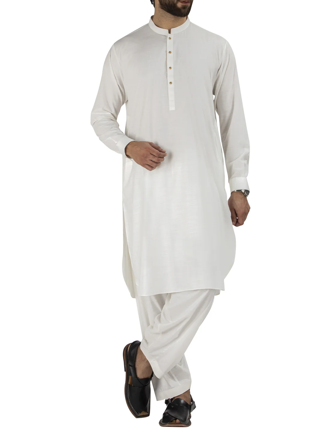 Off White Blended Kameez Shalwar - AL-KS-2477