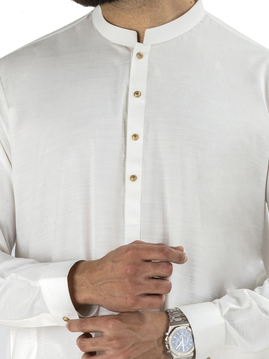 Off White Blended Kameez Shalwar - AL-KS-2477 - Image 2