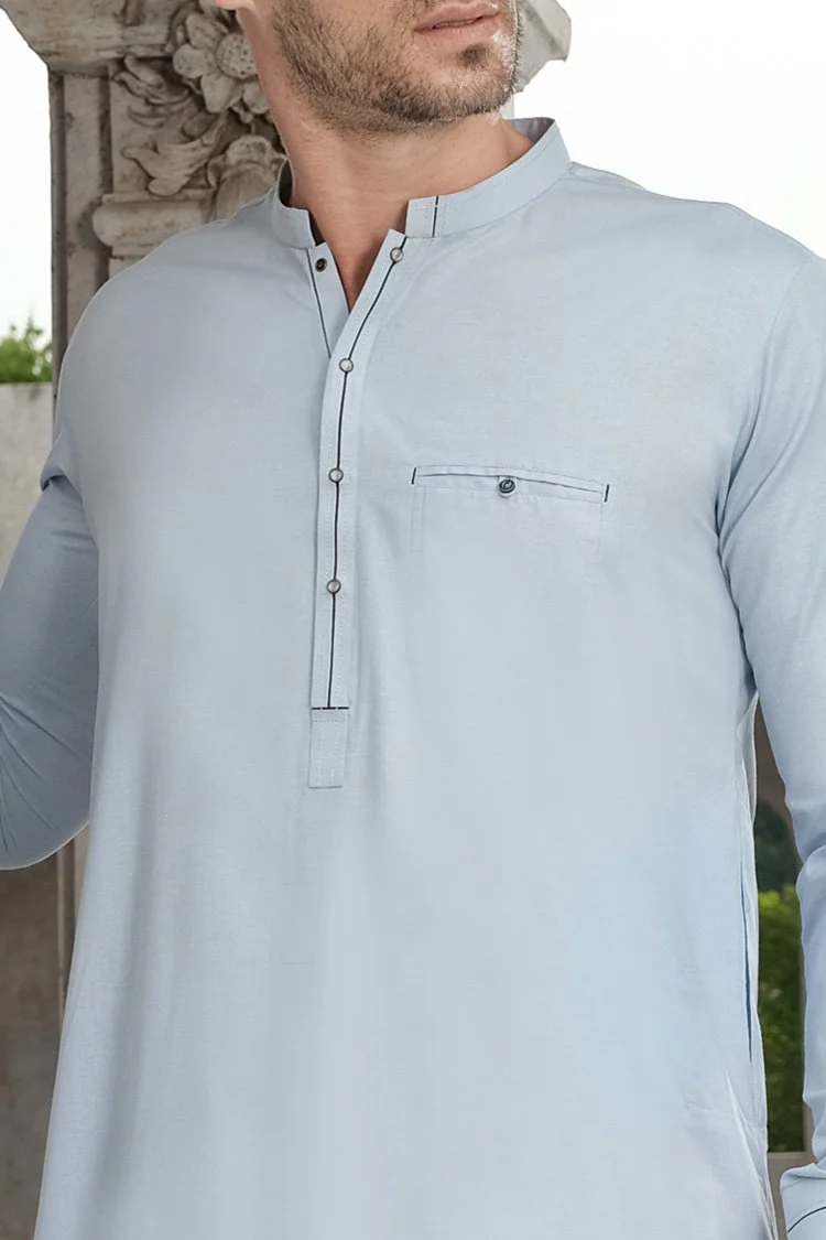 Light Blue Blended Kameez Shalwar - AL-KS-2479-R1 - Image 3