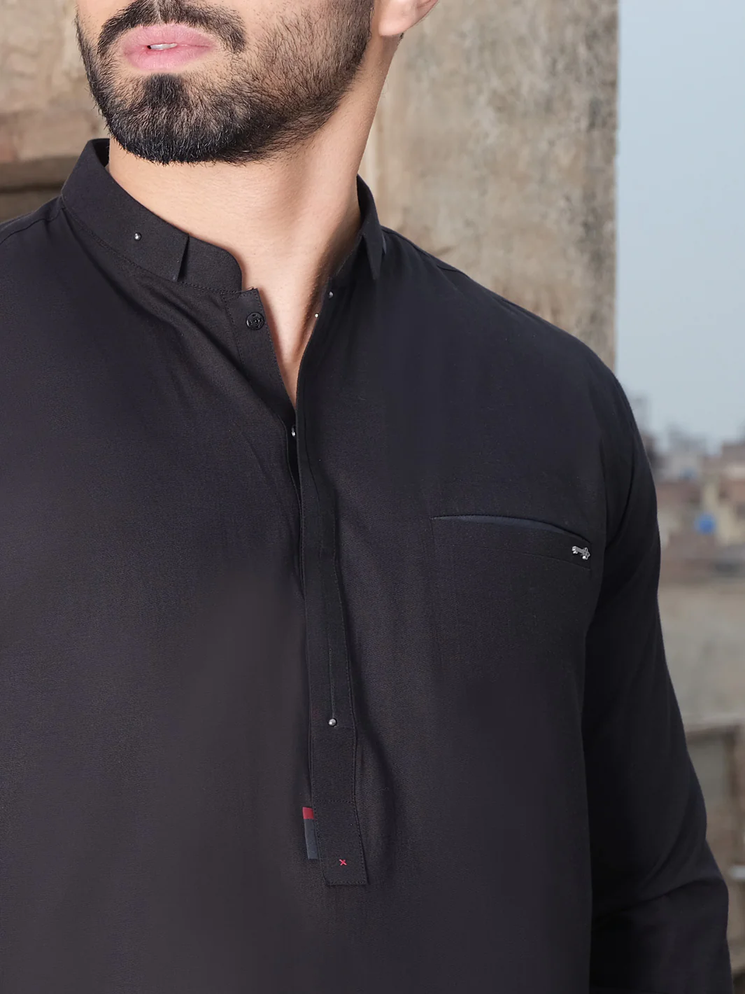 Black Blended Kameez Shalwar - AL-KS-2483 - Image 2