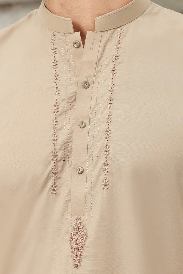 Fawn Blended Kameez Shalwar - AL-KS-2487 - Image 3