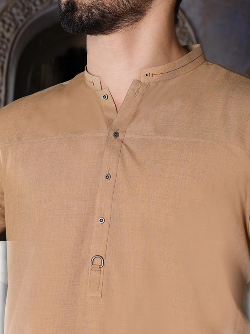 Fawn Blended Kurta Pajama - AL-KS-2492 - Image 2