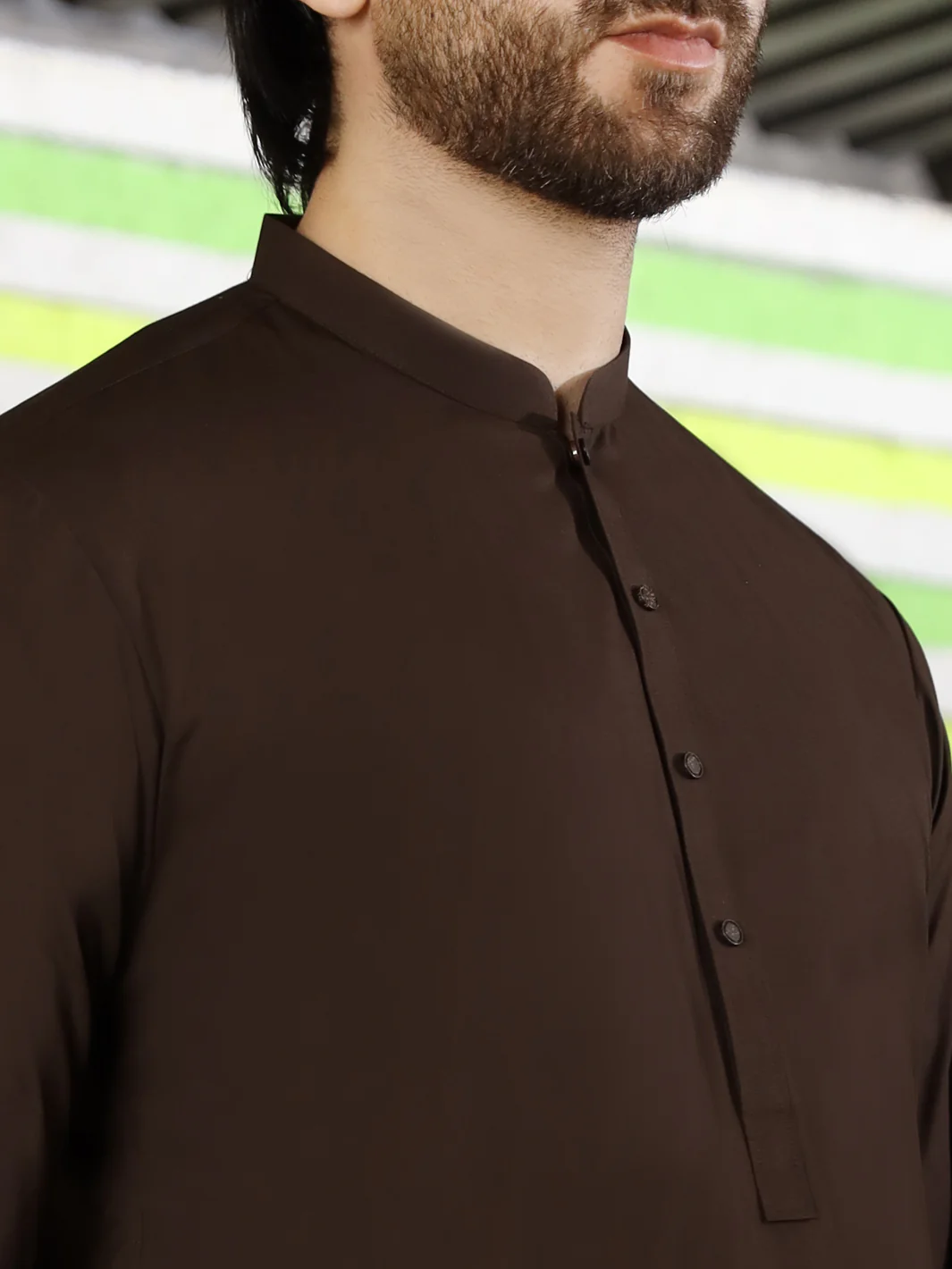 Brown Blended Kameez Shalwar - AL-KS-2494 - Image 2