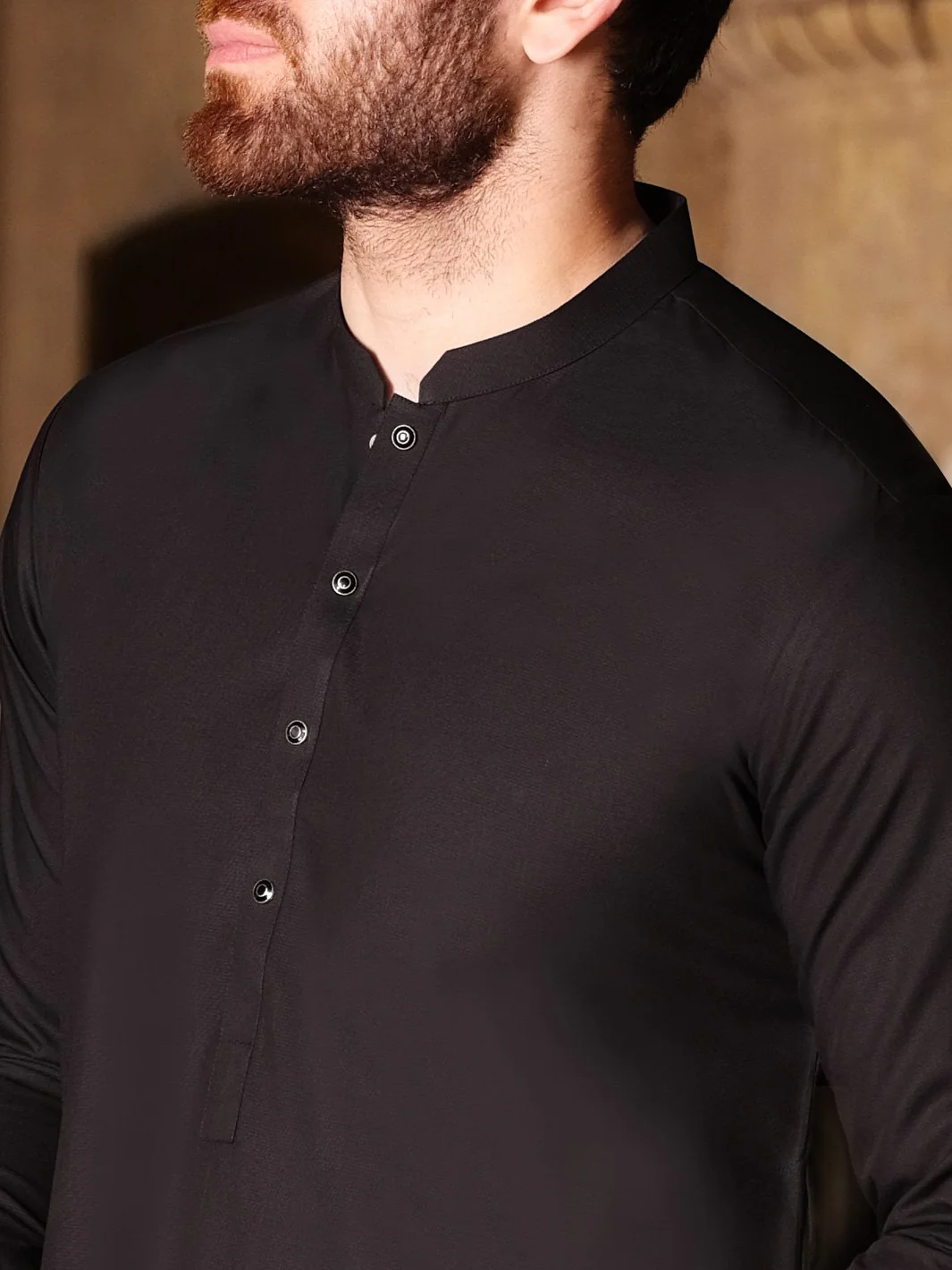 Black Cotton Kameez Shalwar - AL-KS-2495-R1 - Image 2