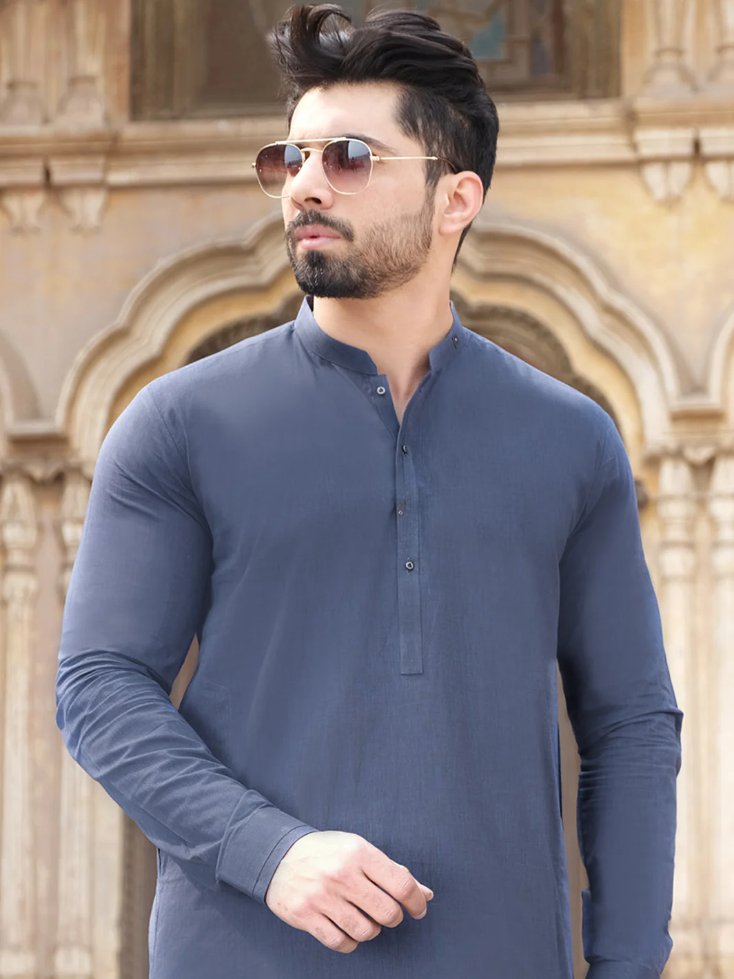 Blue Blended Kameez Shalwar - AL-KS-2497 - Image 2