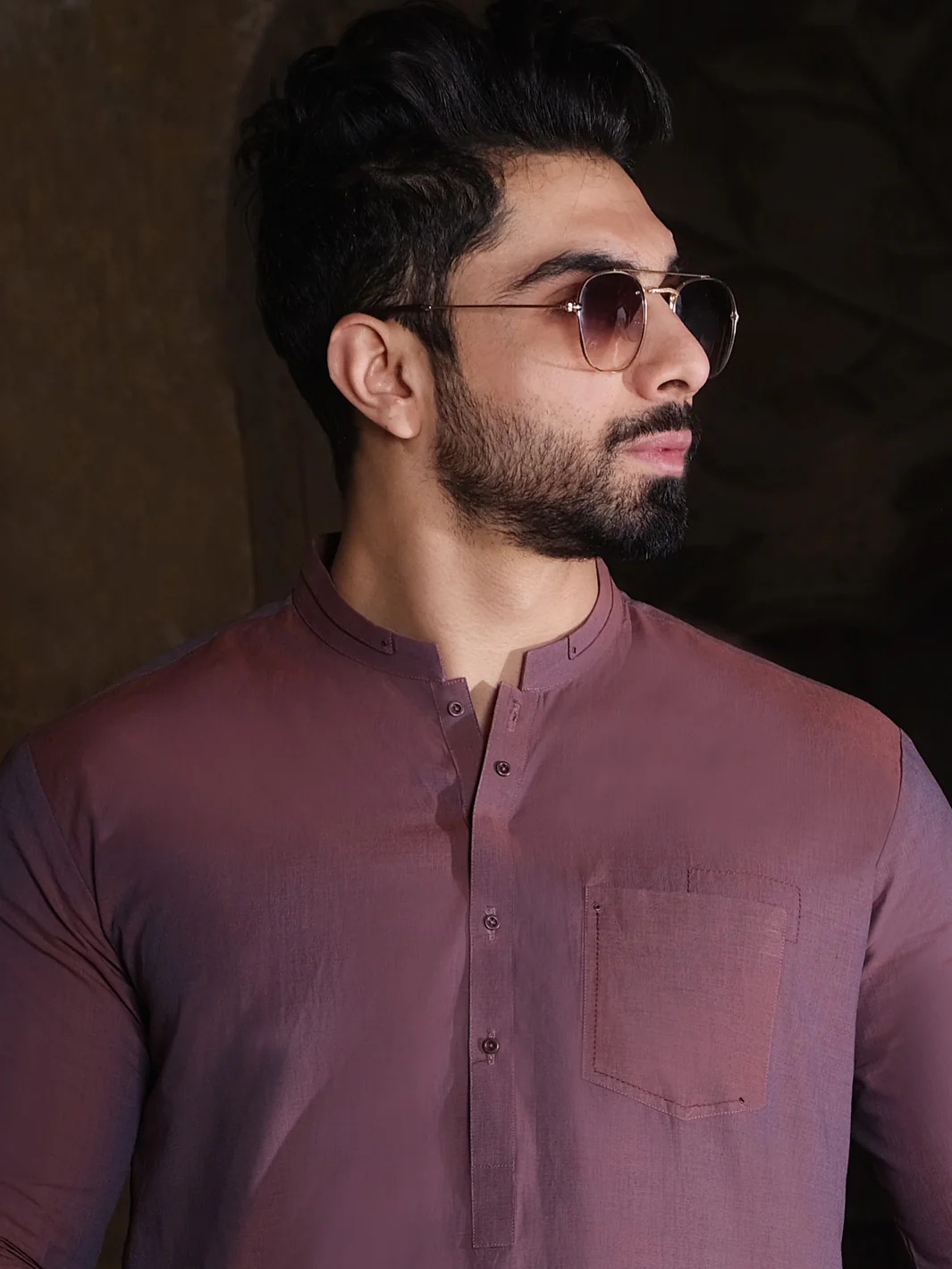 Maroon Blended Kameez Shalwar - AL-KS-2498 - Image 3