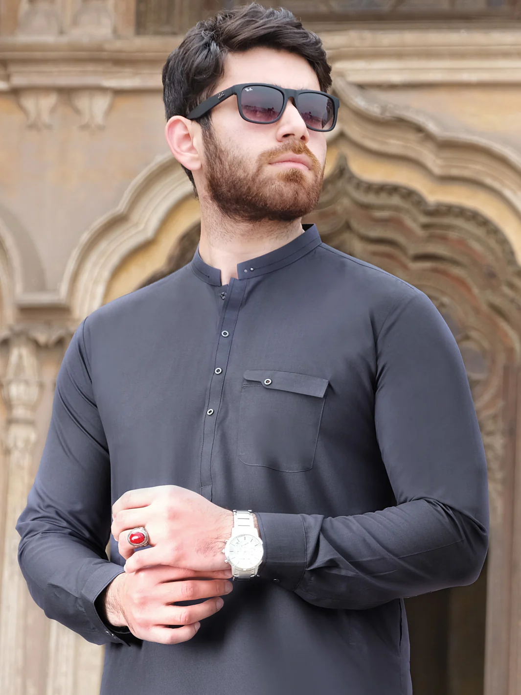 Grey Blended Kameez Shalwar - AL-KS-2502 - Image 2