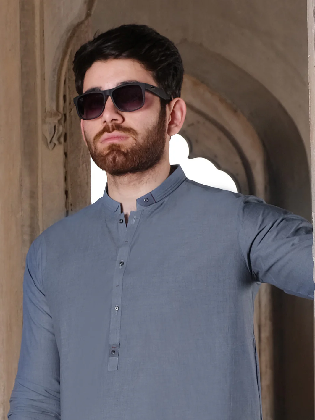Blue Blended Kurta Pajama - AL-KS-2503 - Image 3