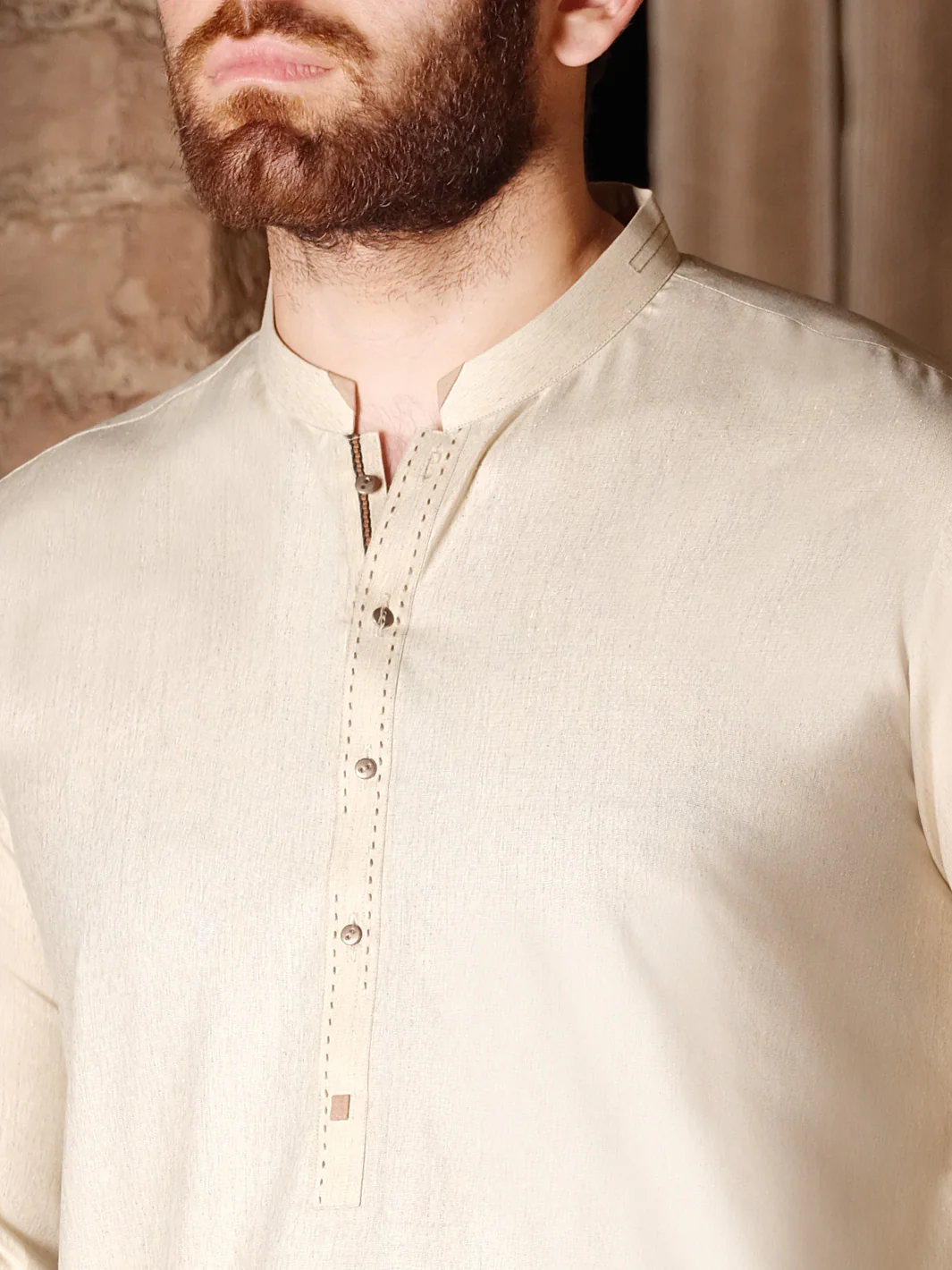 Beige Blended Kameez Shalwar - AL-KS-2505 - Image 2