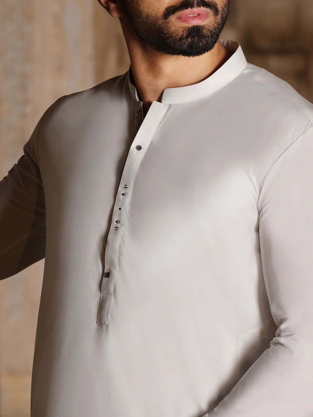 White Blended Kameez Shalwar - AL-KS-2508 - Image 2