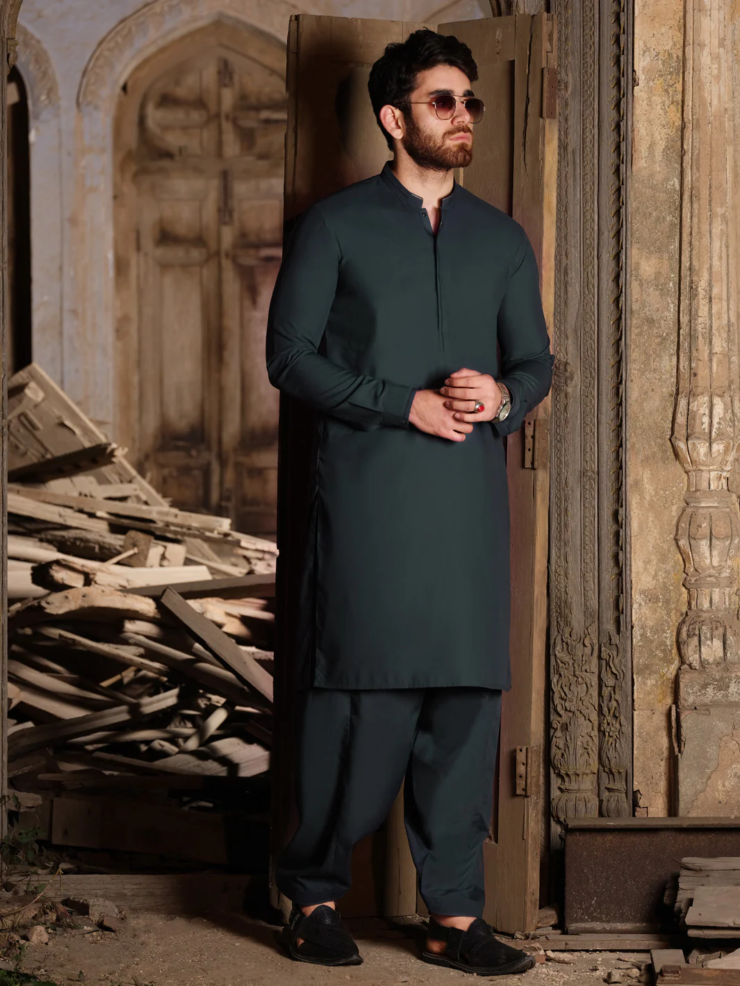 Green Blended Kameez Shalwar - AL-KS-2510