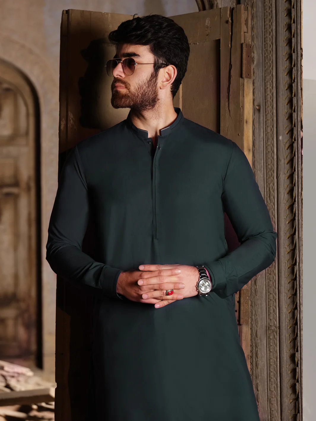 Green Blended Kameez Shalwar - AL-KS-2510 - Image 3