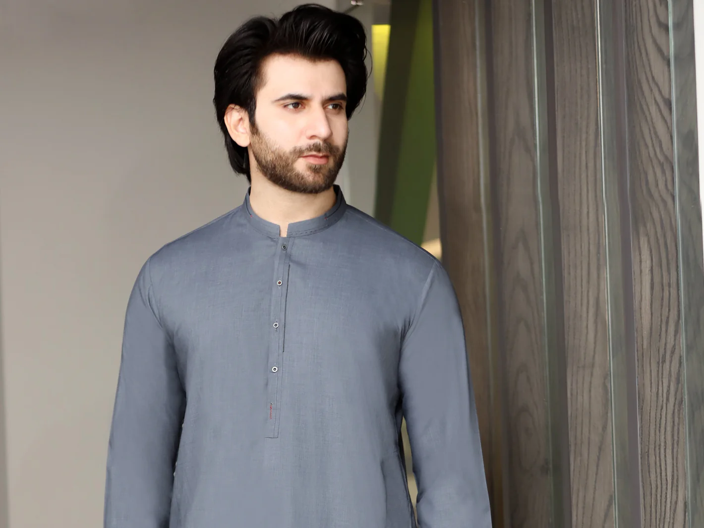 Grey Blended Kameez Shalwar - AL-KS-2512 - Image 4