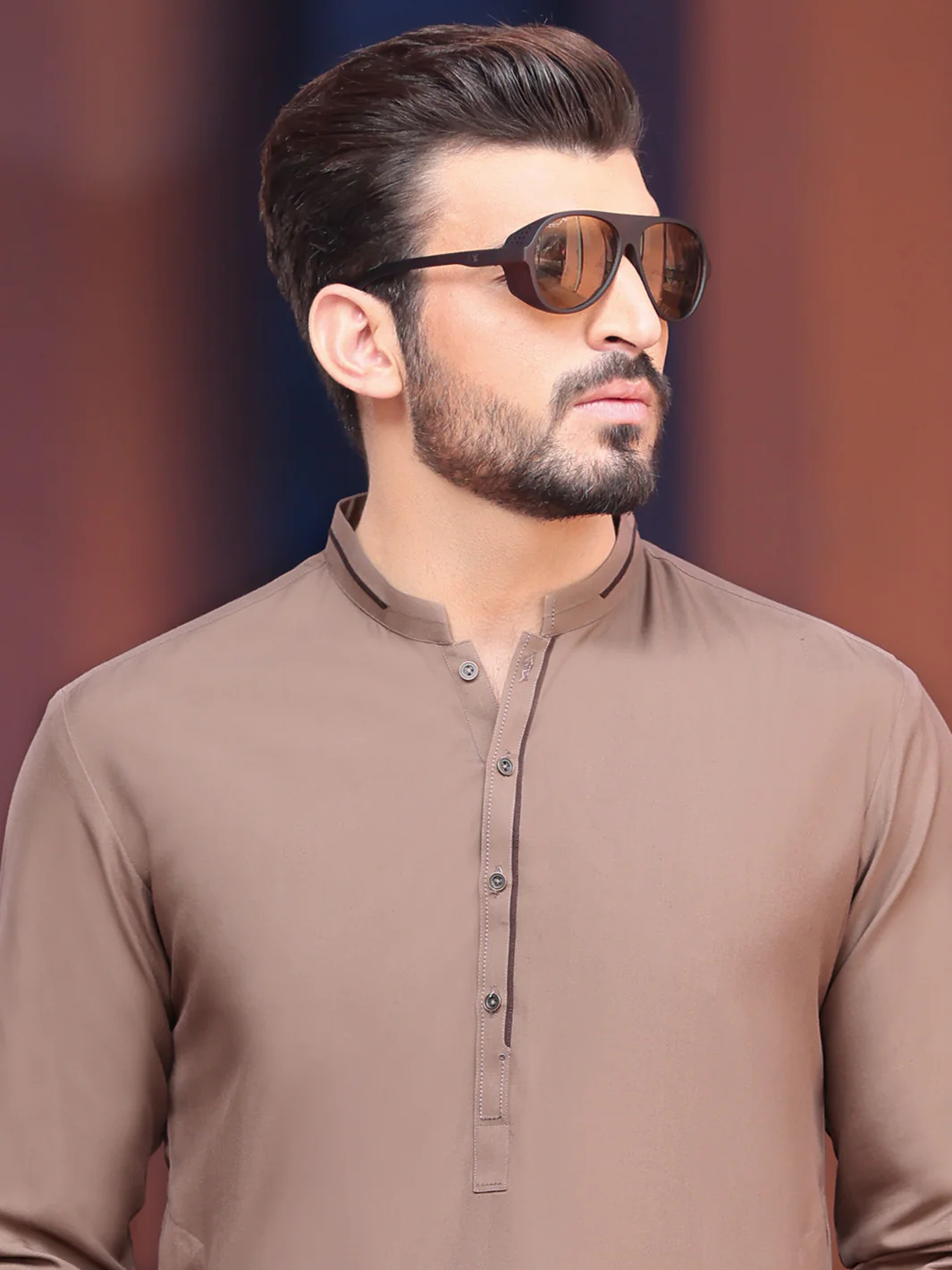 Brown Blended Kameez Shalwar - AL-KS-2523 - Image 2