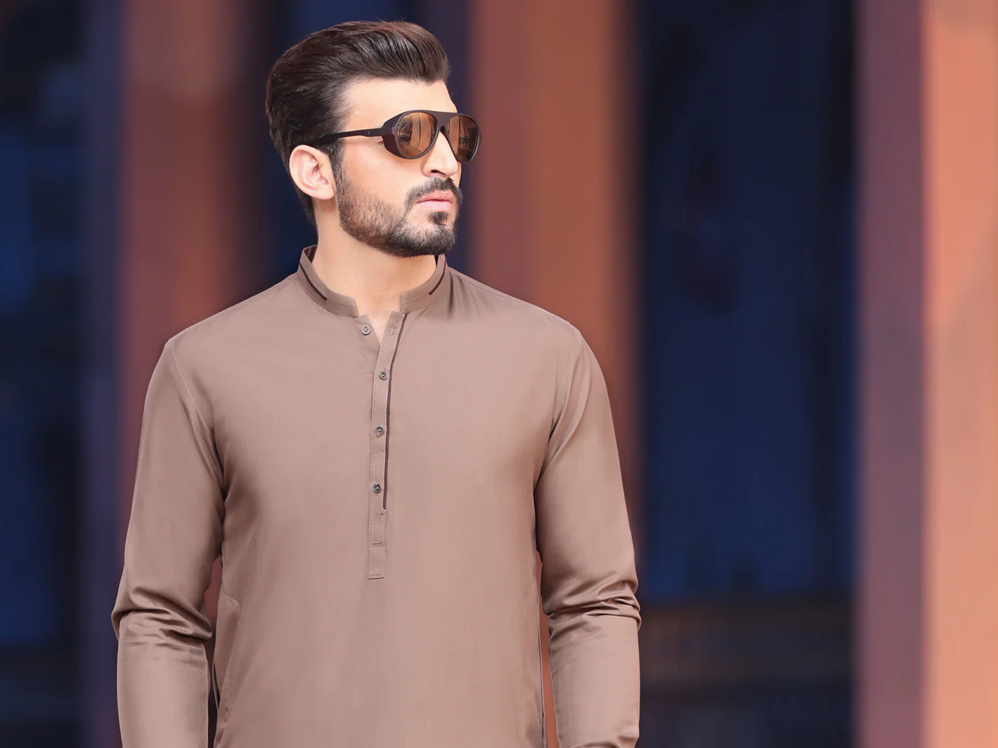 Brown Blended Kameez Shalwar - AL-KS-2523 - Image 4