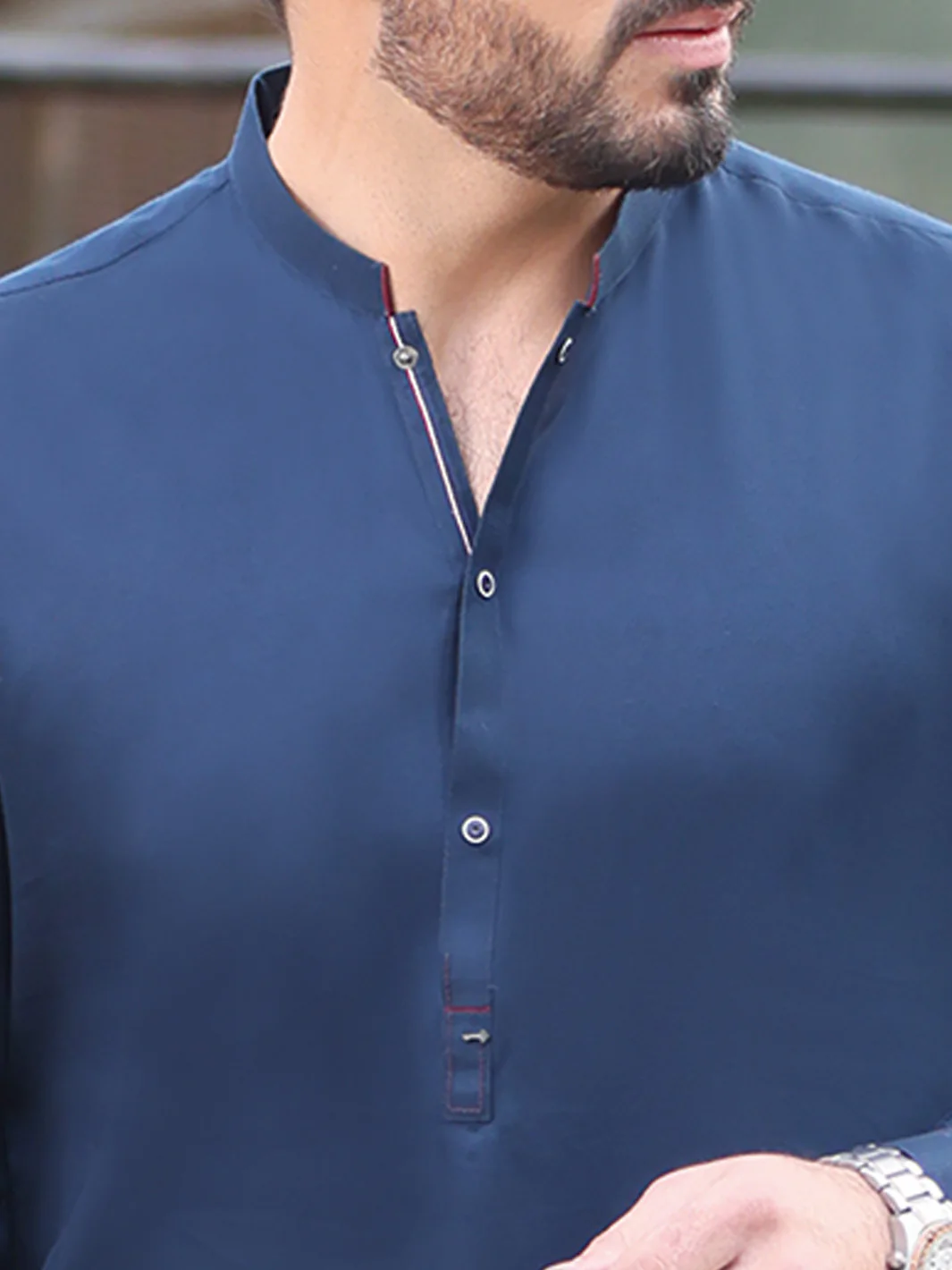 Navy Blue Cotton Kameez Shalwar - AL-KS-2527 - Image 2