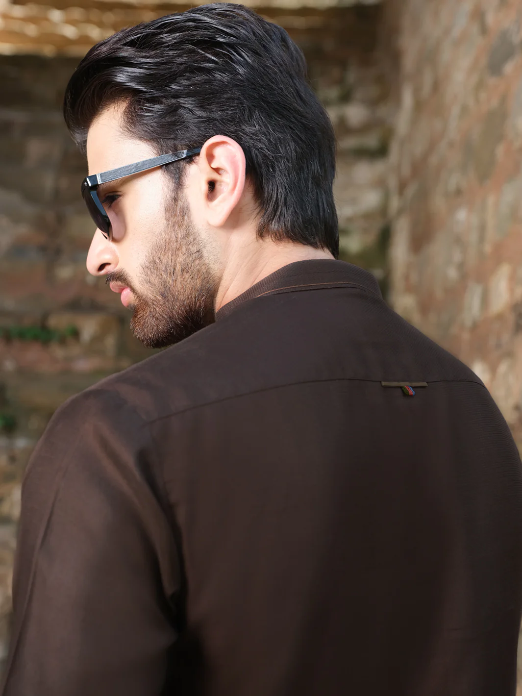 Dark Brown Blended Kurta Shalwar - AL-KS-2528 - Image 3
