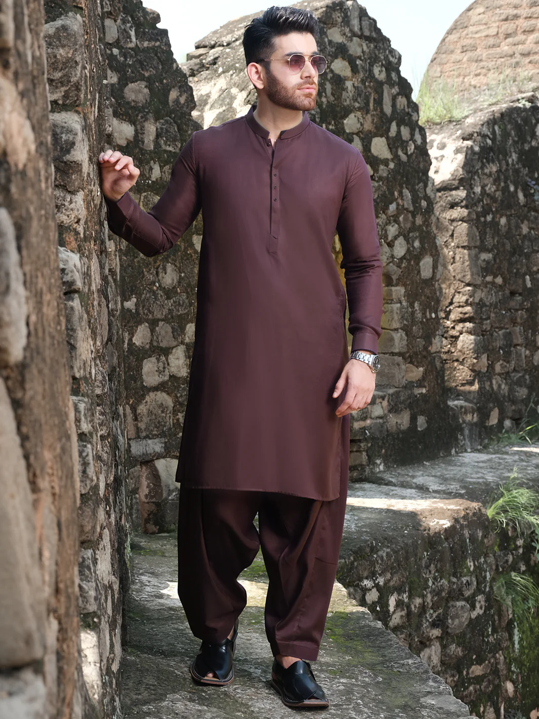 Purple Blended Kurta Shalwar - AL-KS-2529 - Image 3