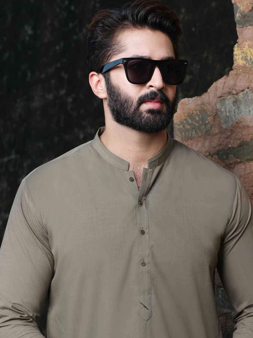 Light Brown Blended Kameez Shalwar - AL-KS-2536 - Image 2