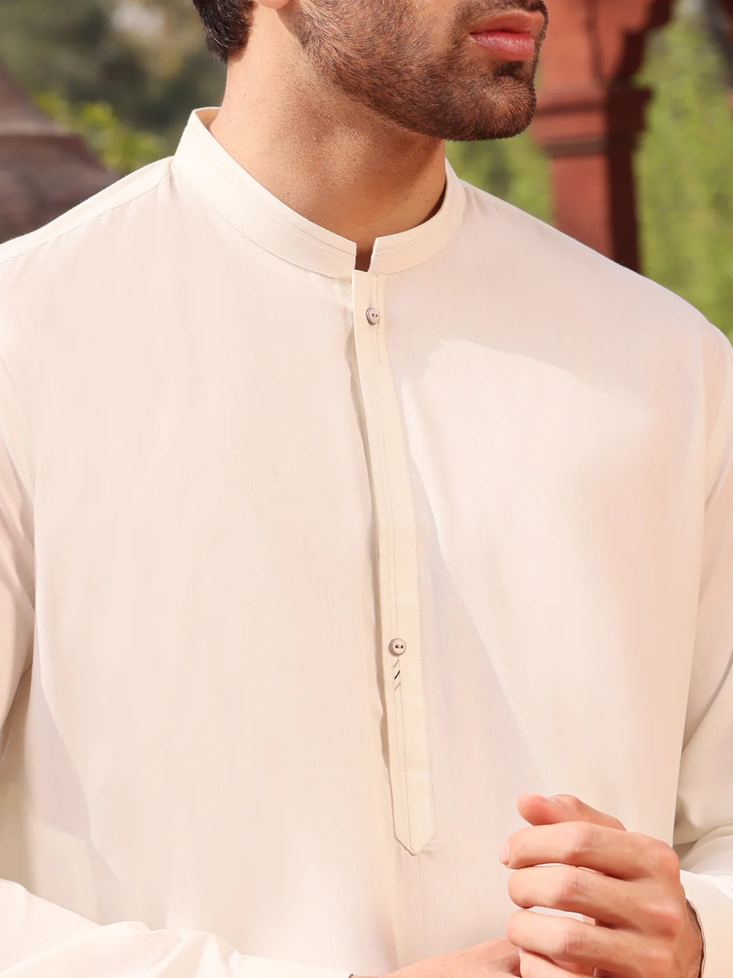 Cream Blended Kameez Shalwar - AL-KS-2538 - Image 2
