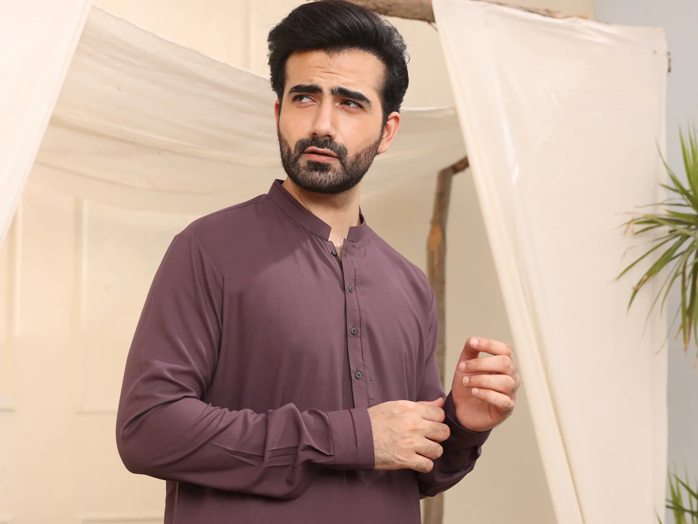 Purple Blended Kameez Shalwar - AL-KS-2541 - Image 3