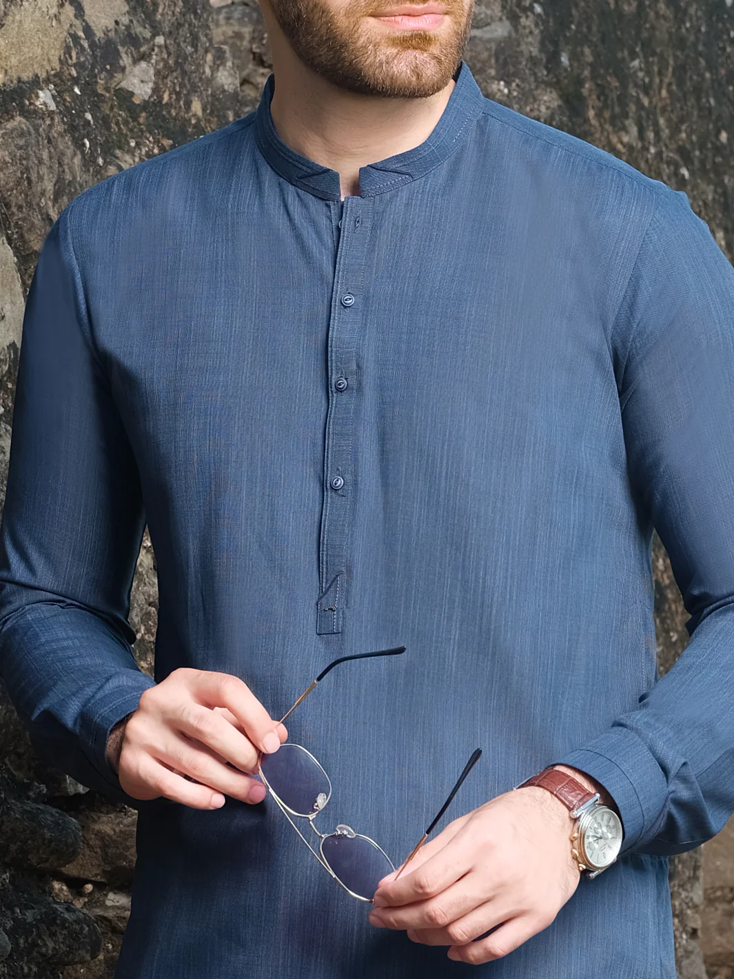 Blue Blended Kameez Shalwar - AL-KS-2544 - Image 2