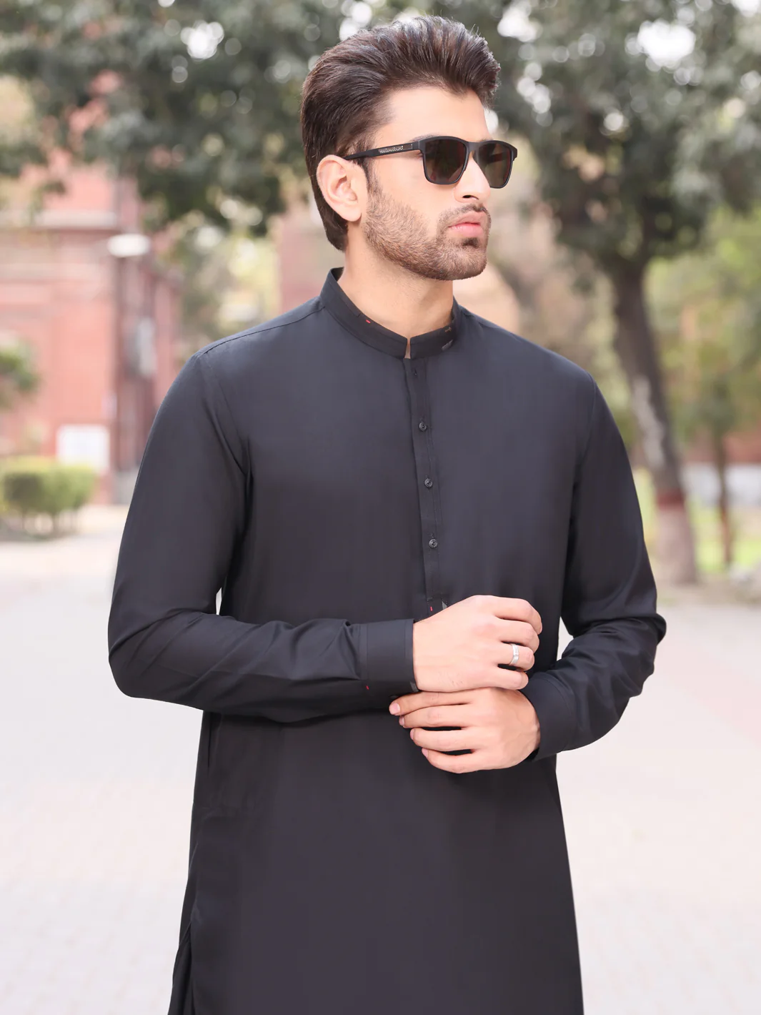 Black Blended Kameez Shalwar - AL-KS-2545 - Image 2