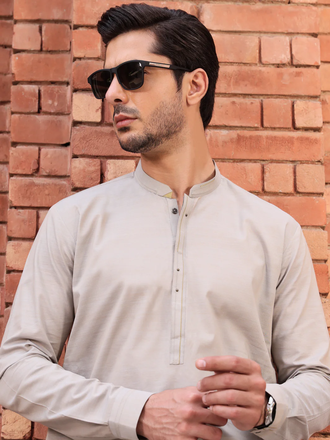 Ash Grey Blended Kameez Shalwar - AL-KS-2547 - Image 2