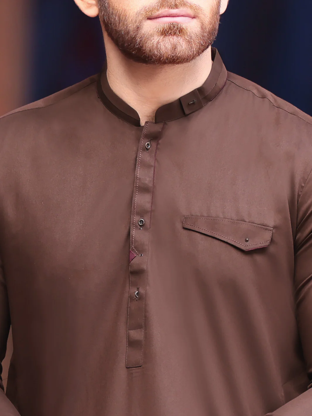 Brown Blended Kameez Shalwar - AL-KS-2557 - Image 2