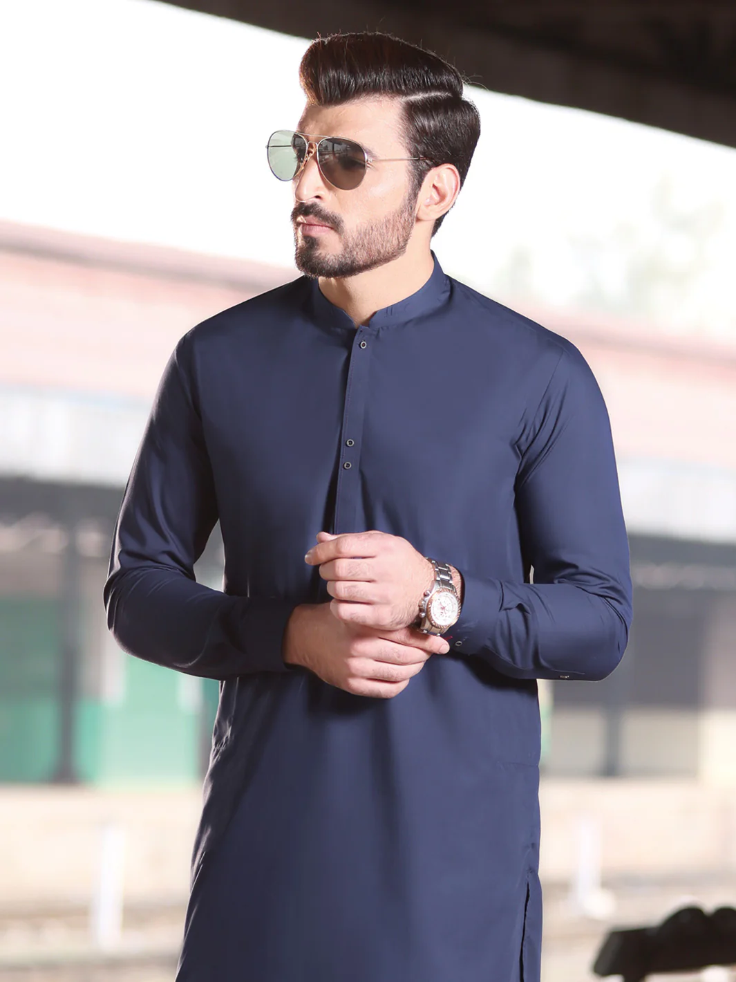 Blue Blended Kameez Shalwar - AL-KS-2573 - Image 3