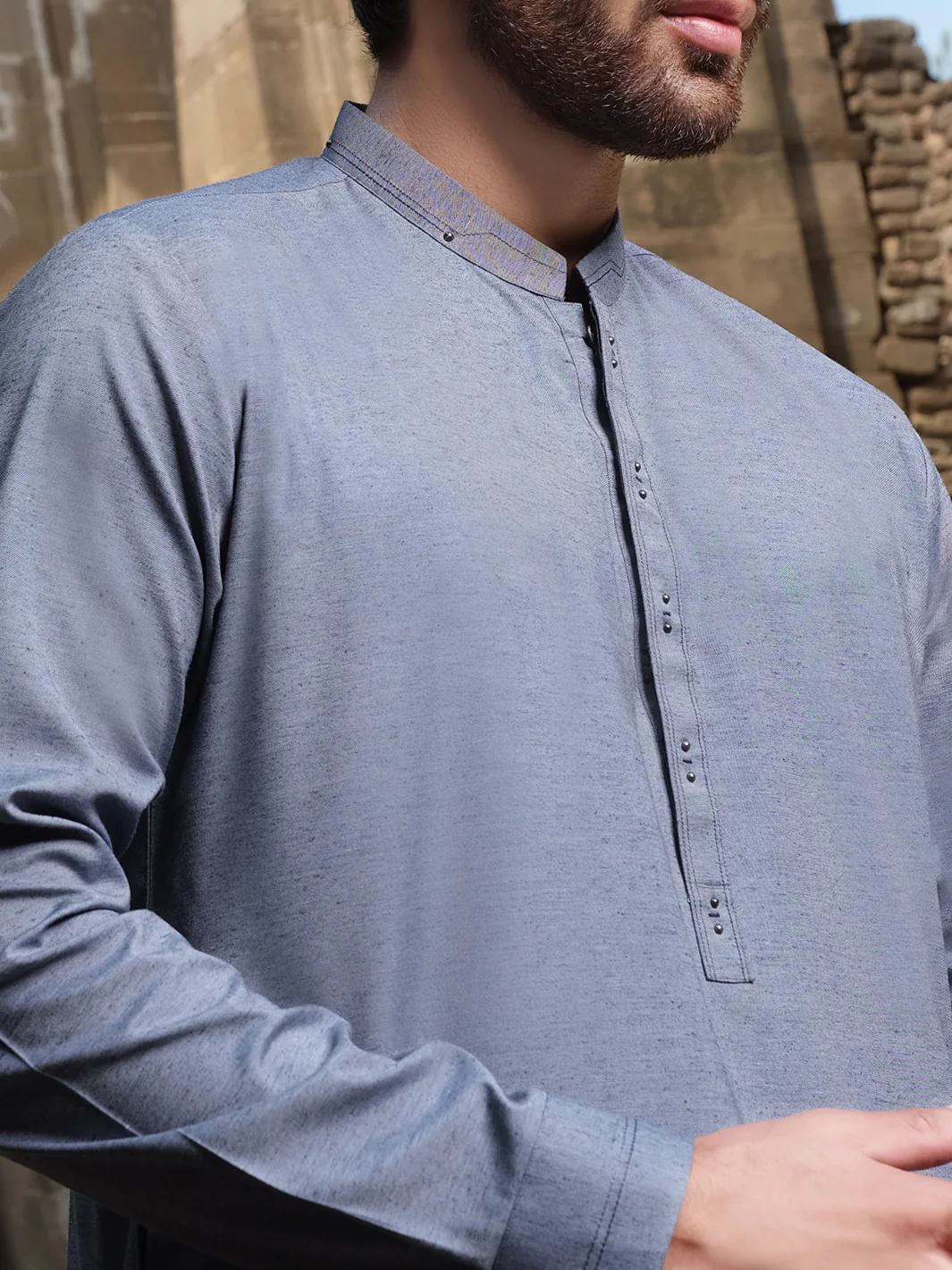 Blue Blended Kameez Shalwar - AL-KS-2577 - Image 2