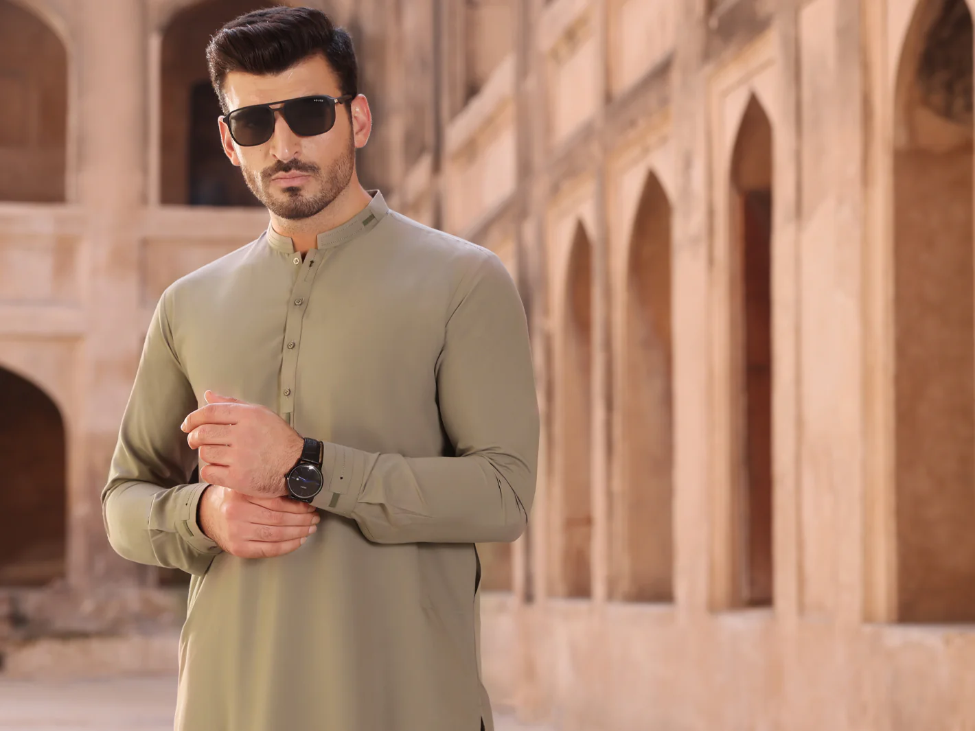 Grey Blended Kameez Shalwar - AL-KS-2578 - Image 4