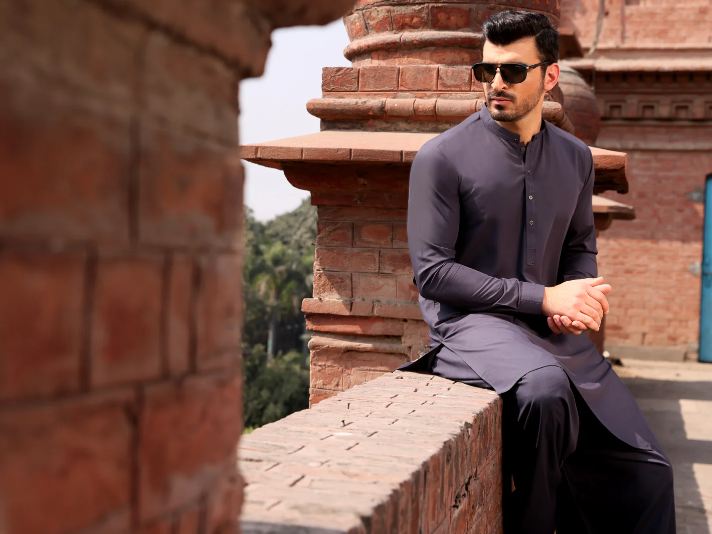 Dark Grey Blended Kameez Shalwar - AL-KS-2581 - Image 3