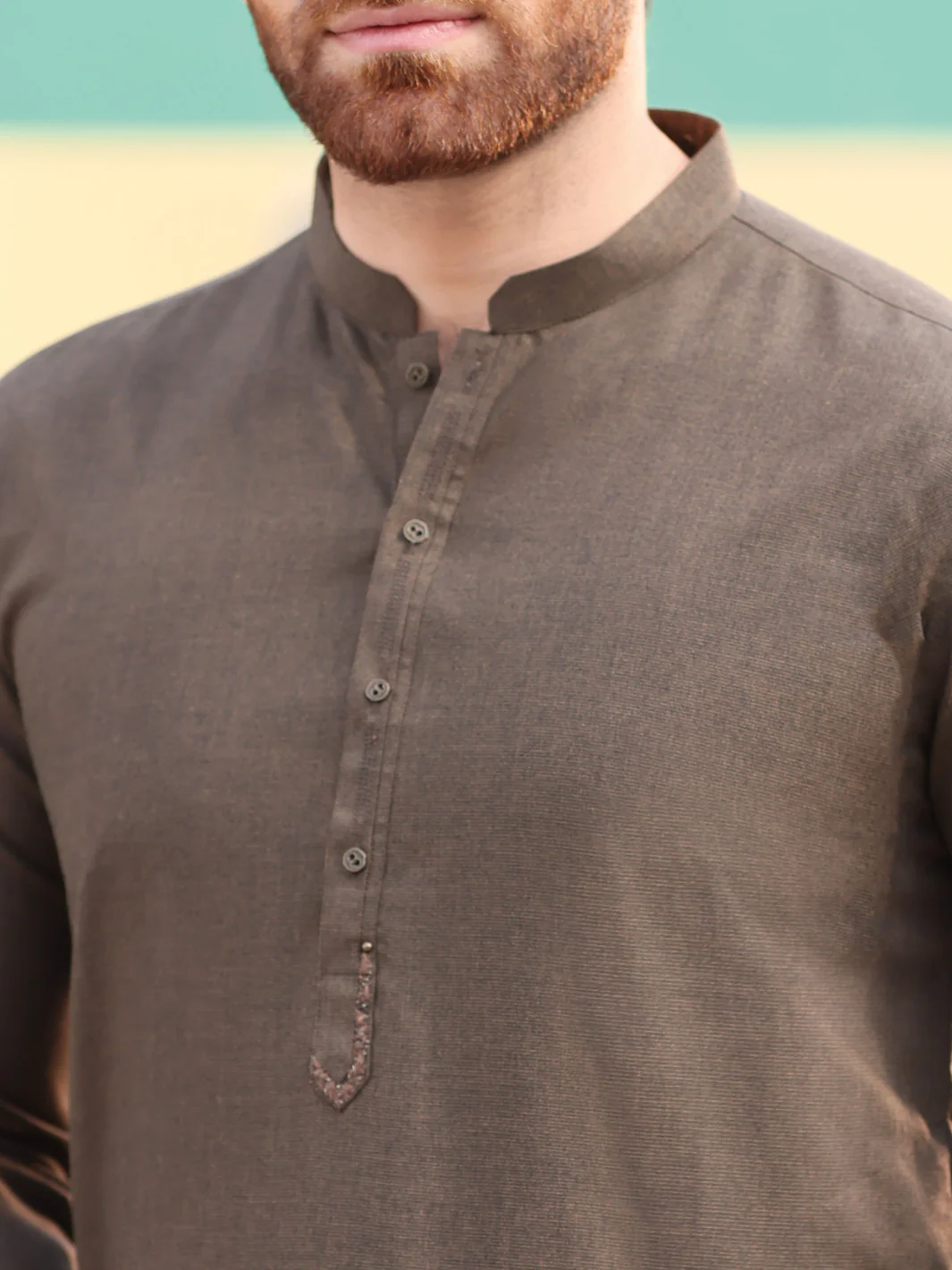 Brown Blended Kameez Shalwar - AL-KS-2582 - Image 2