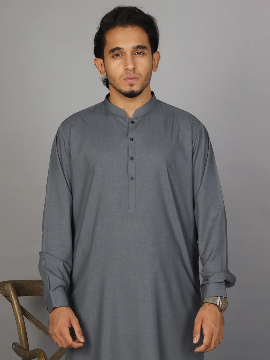 Grey Kameez Shalwar - AL-KS-2583A - Image 2