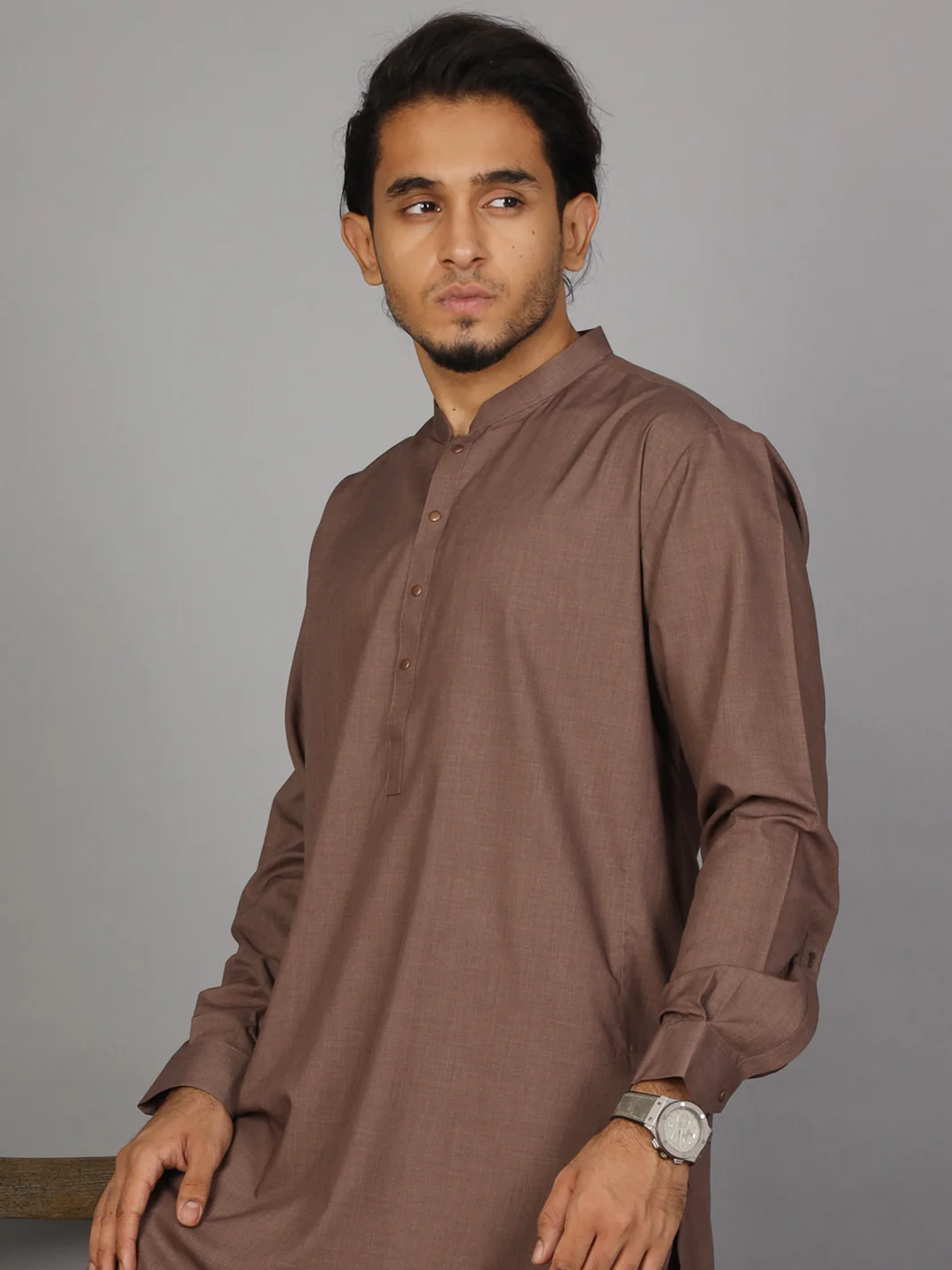 Brown Kameez Shalwar - AL-KS-2583C - Image 2